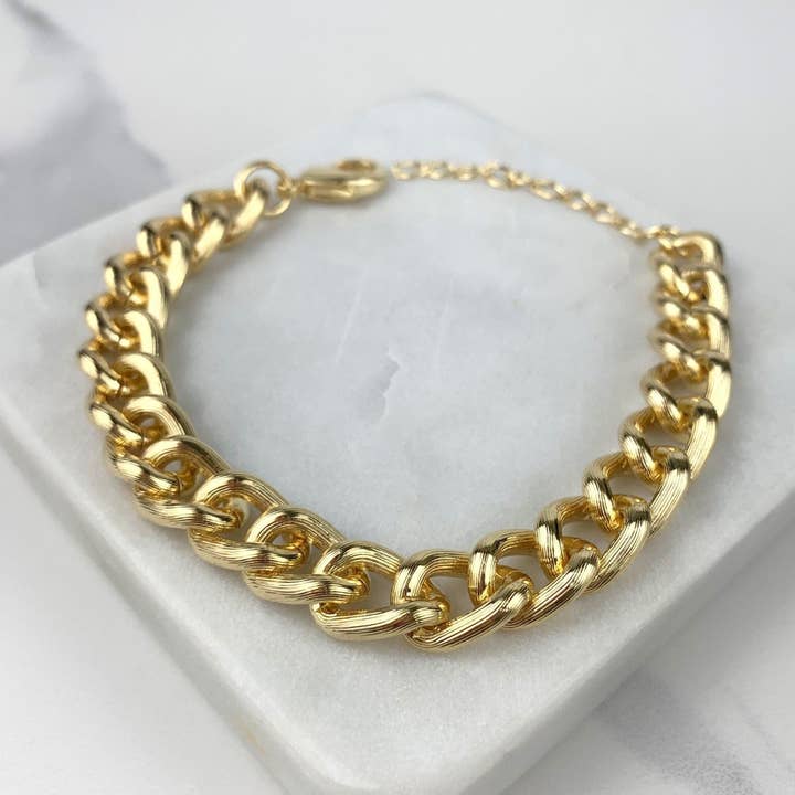 18k Gold Filled Curb Link Bracelet with Extender for wholesale by Luxus Accessories