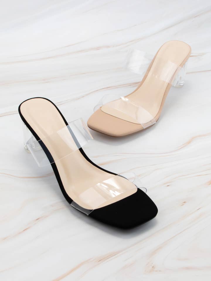 TALON MULET DELLA CLEAR HEEL EN PVC À DOUBLE BRIDE pour la vente par CCOCCI
