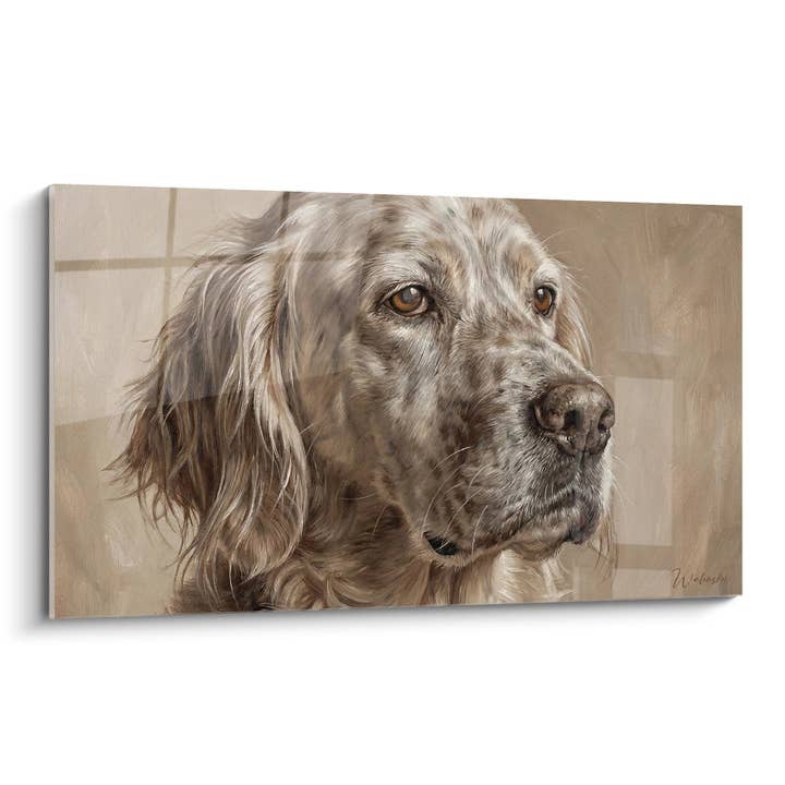 Portrait Painting of a Dog in Sepia and Amber Tones - Contemplative Gaze - English Setter Edition for wholesale by Walensky