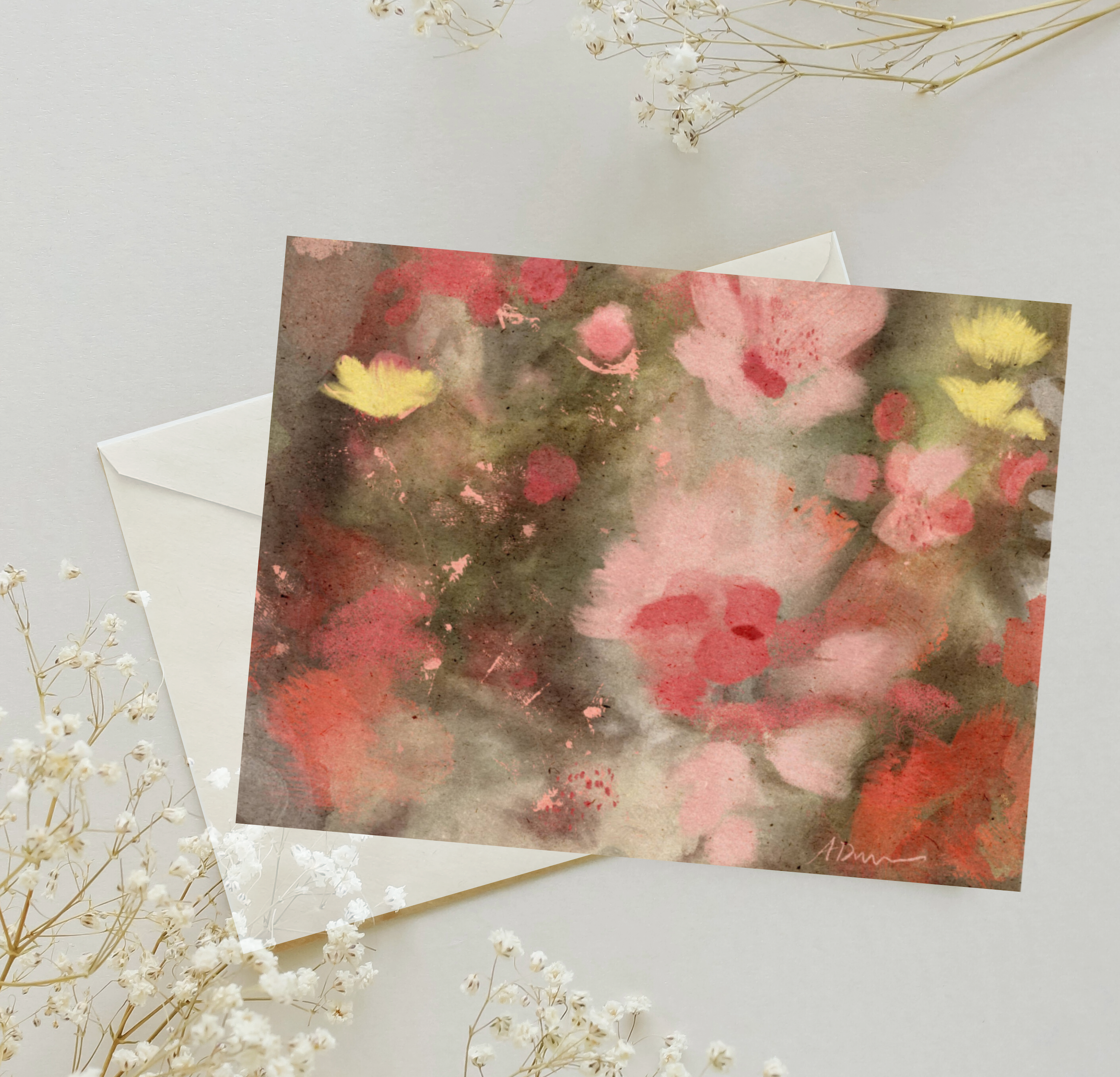 Anna DiVito Studio - Wholesale Everyday Greeting Card - PINK ROSY HUE CARD | FLORAL GREETING CARD | BLANK CARD1