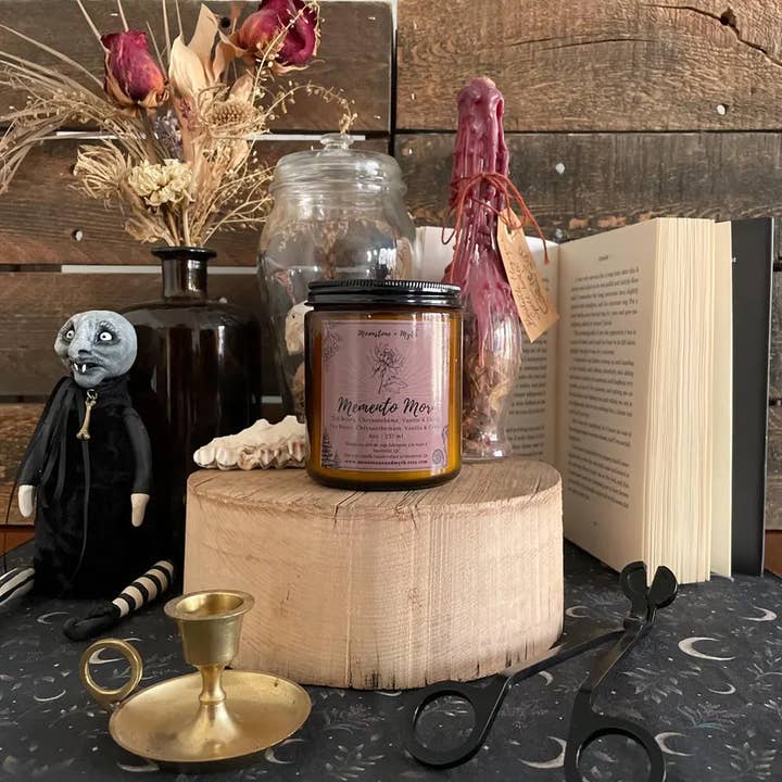 Memento Mori, 100% soy wax scented candle for wholesale by Moonstone and Myth