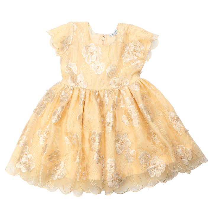 Beige rose Tulle dress for wholesale by Chubba bubba Luxury Children's Fashion