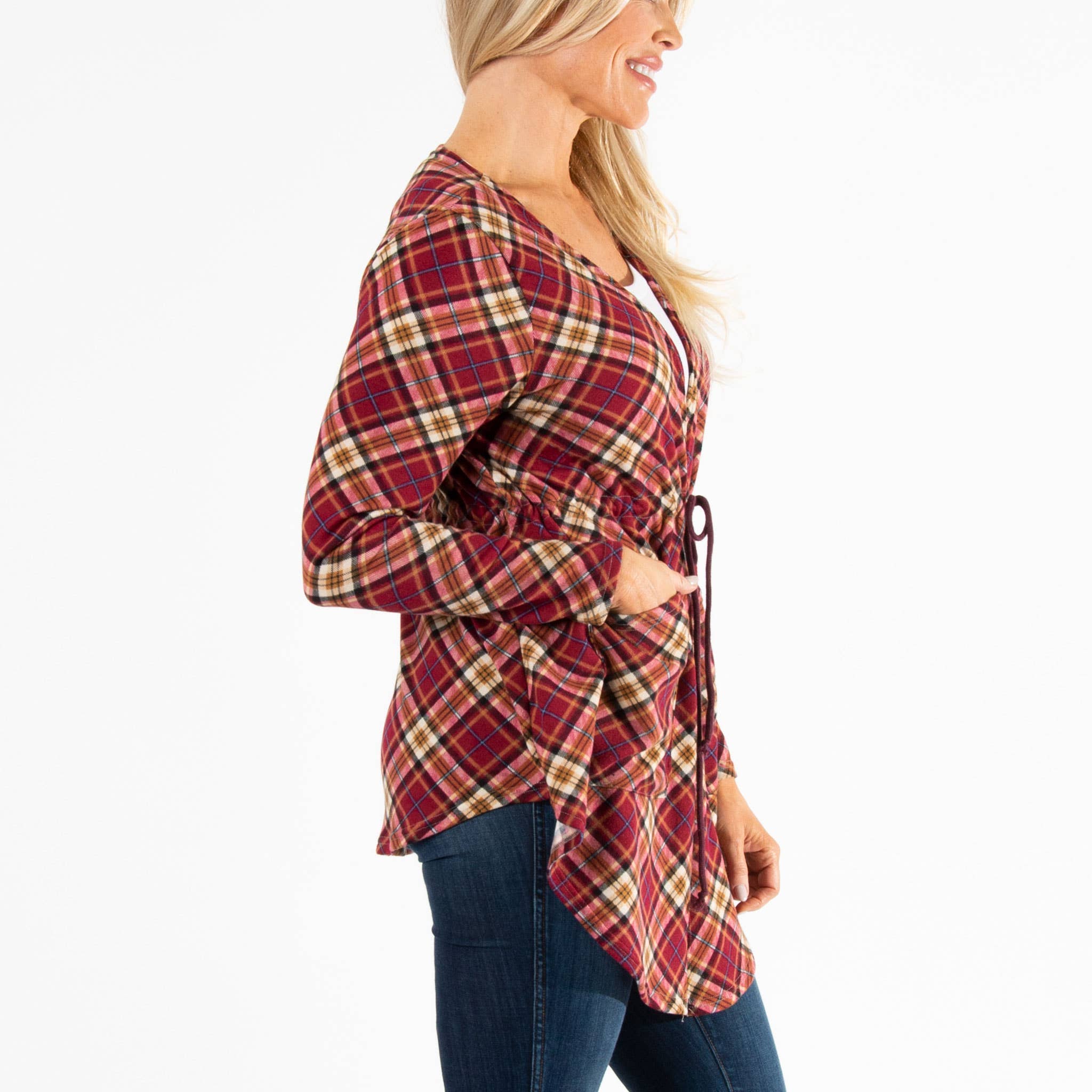 Elsie & Zoey - Vente Cardigan – femme - Soldes - Cardigan asymétrique en jersey Kate à nouer sur le devant15