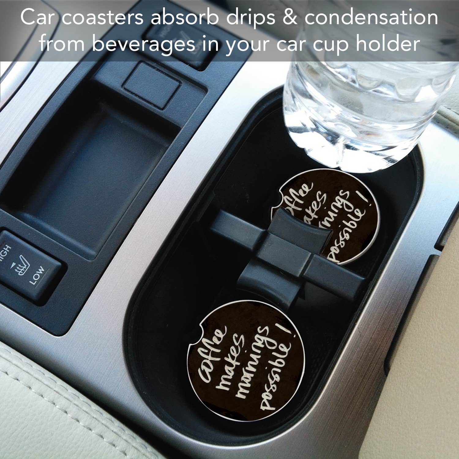 CounterArt/Highland Home/Thirstystone/CoasterStone – Base de copos para carro – Unissexo por atacado – Coffee Masters Mornings Bulk Stone Carro Porta-carros - SEM EMBALAGEM4