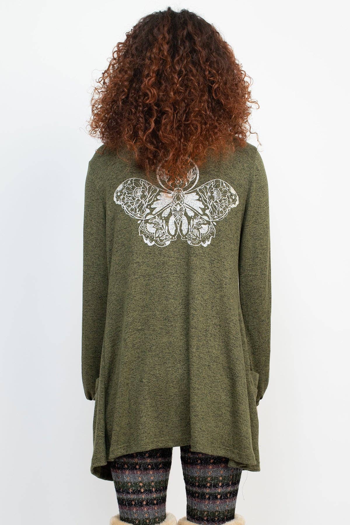 Lakhays Collection Inc. - Wholesale Cardigan - Women's - Floral Moth Long Button Cardigan3