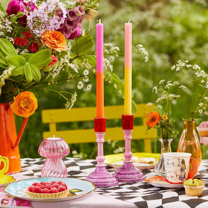 Talking Tables EU - Vendita all'ingrosso Candele a colonna - Candele da tavola rosa bicolore | Confezione da 2 | Decorazioni estive |