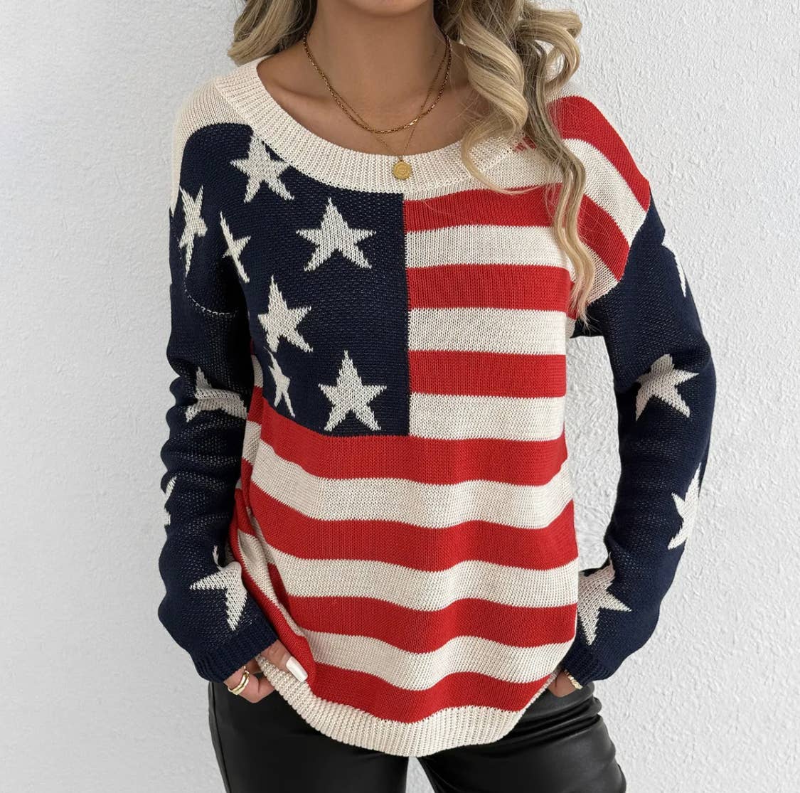 Serenity Collective - Wholesale Knit Sweater - Women's - USA Flag Sweater2