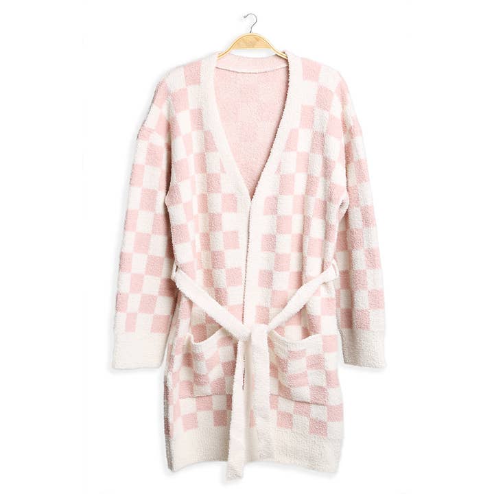 Fashion City - Wholesale Robe - Women's - Cozy Checkered Robe with Pocket & Belt 12