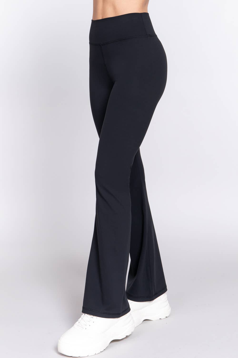 Active Basic | Active USA - Wholesale Athletic Pants - Women's - Waist Band Flare Stretch Workout Long Pants34