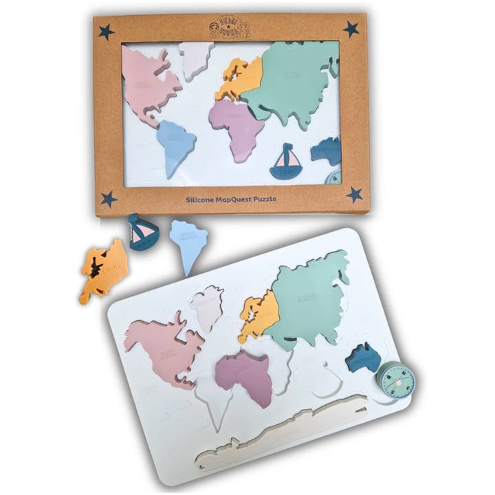 Montessori Verdenskort Puslespil i fødevaregodkendt silikone for engroshandel hos Budhi Budha (EU)