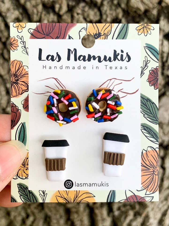 Coffee with Chocolate Donuts Stud Pack for wholesale by Las Mamukis