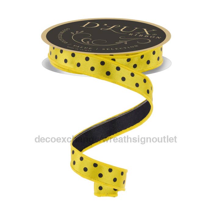 7/8"X10Yd Small Polka Dot/Fused Yellow/Black LX30498N for wholesale by DecoExchange