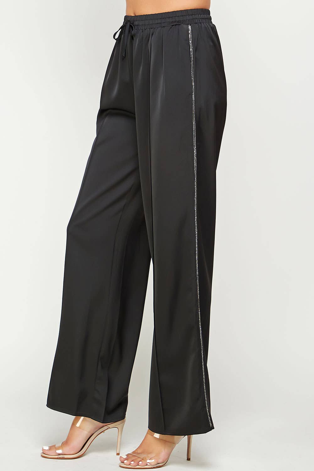 Strut & Bolt - Wholesale Pants - Women's - Rhinestone Trim Satin Track Pants9