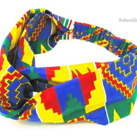 kente print half turban headband | African wax print for wholesale by Akrasiboutique