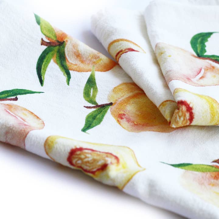 Honey Brush Design® - Wholesale Tea Towel - Peaches Tea Towel2