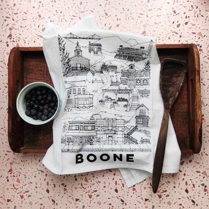 Boone, North Carolina cotton tea towel for wholesale by Papermill Creative