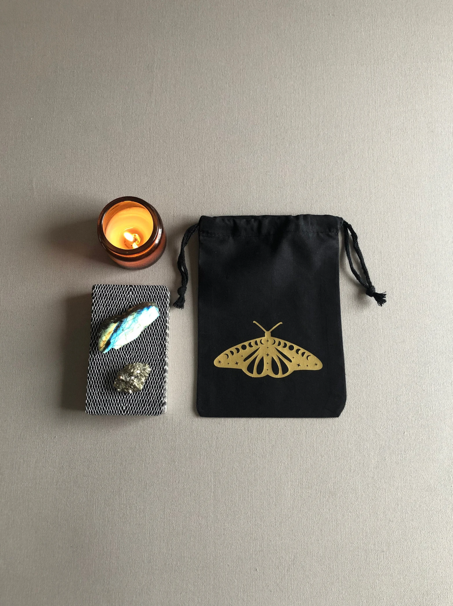 Wishcraft Goods - Wholesale Pouch - Women's - Cosmic Moth Drawstring Pouch for Tarot Cards and Crystals0