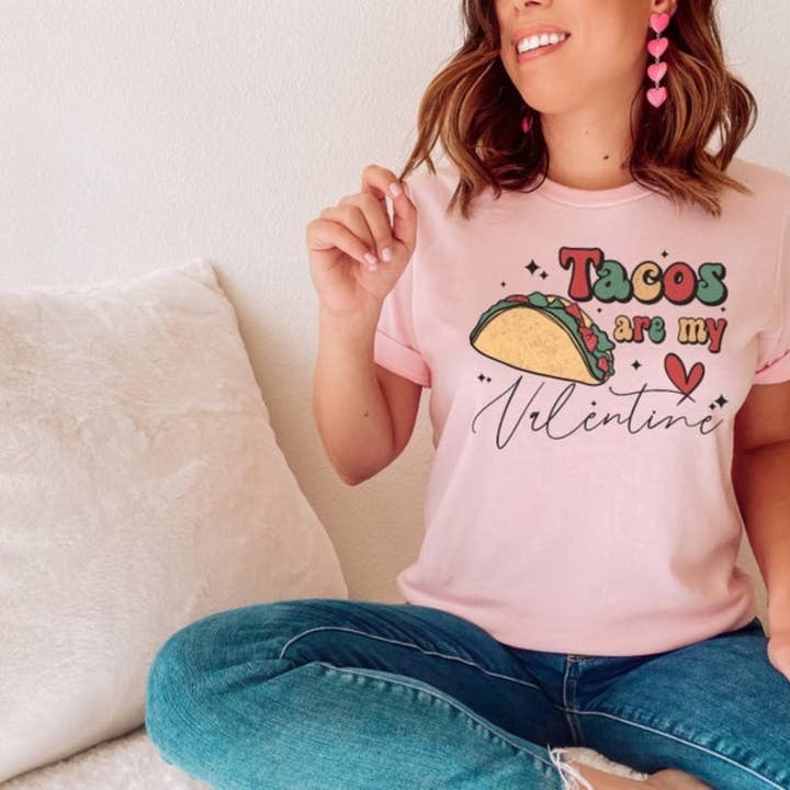 Maglietta grafica Tacos Are My Valentine per la vendita all'ingrosso da parte di Londas Trendy Tees