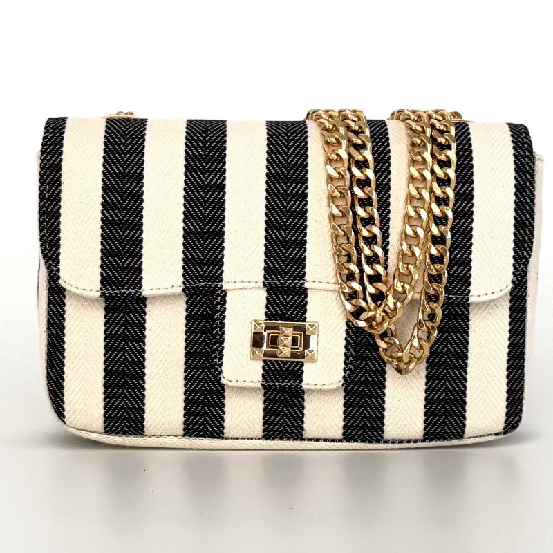 Baldiz - Vente Sac à bandoulière – femme - Sac Brooke en toile à chevrons noir0