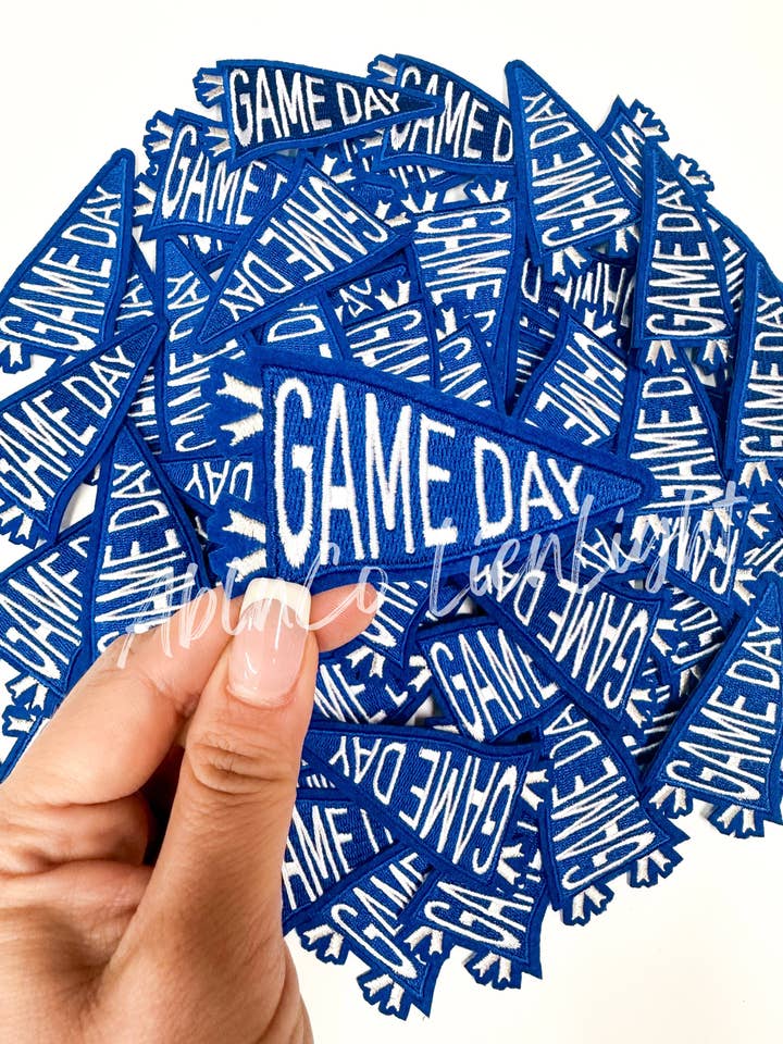 trucker hat patches 3” royal game day flag patch iron on for wholesale by ABLNco