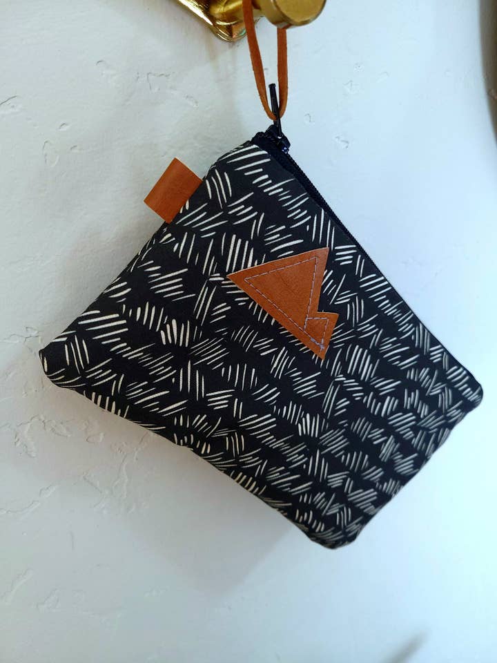 Meadow Print Canvas Pouch with Mountain Patch and Zipper for wholesale by 2nd Story Studio