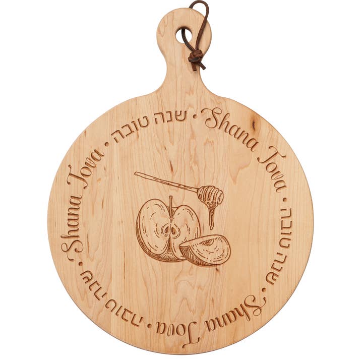 Artisan Maple Round Board Shana Tova Apples & Honey 16x12" for wholesale by Sophistiplate