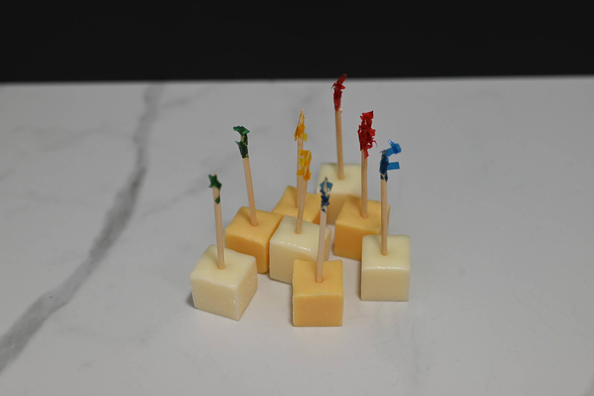 Just Dough It! Fake Foods - Wholesale Decorative Tabletop Object - Fake Mixed Cheddar Cheese Cubes