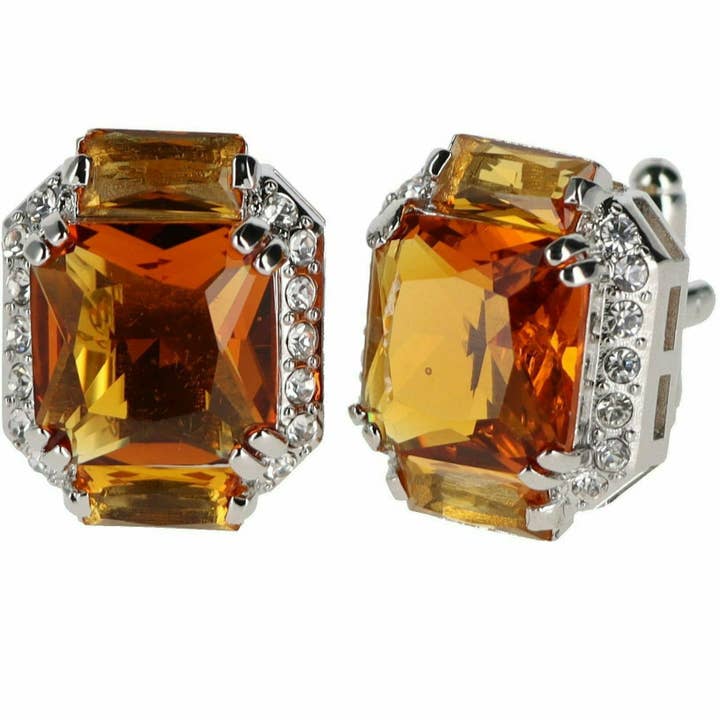 Dubal Brothers - Wholesale Cufflinks - Vittorio Vico Rectangular Colored Diamond Flanked Crystal Cufflinks (CL 74XX) by Classy Cufflinks19