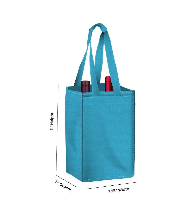 Non Woven Totes - Wholesale Wine Tote - Reusable 2-Bottle Wine Tote Bag-7.25x11x5 with Bottom Gusset | Custom Printed Wine Totes3