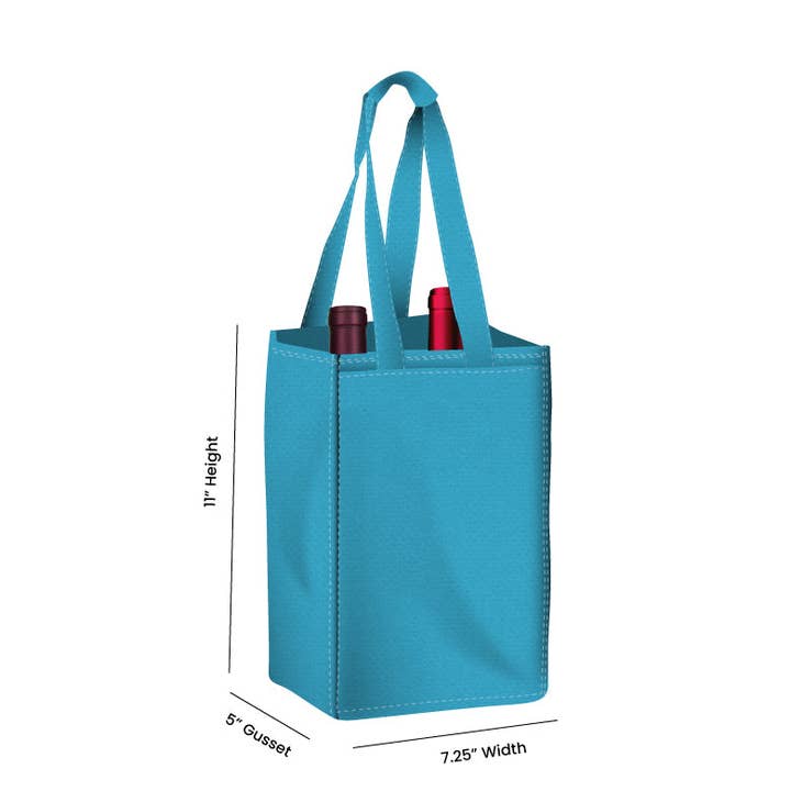 Non Woven Totes - Wholesale Wine tote - Reusable 2-Bottle Wine Tote Bag-7.25x11x5 with Bottom Gusset | Custom Printed Wine Totes3