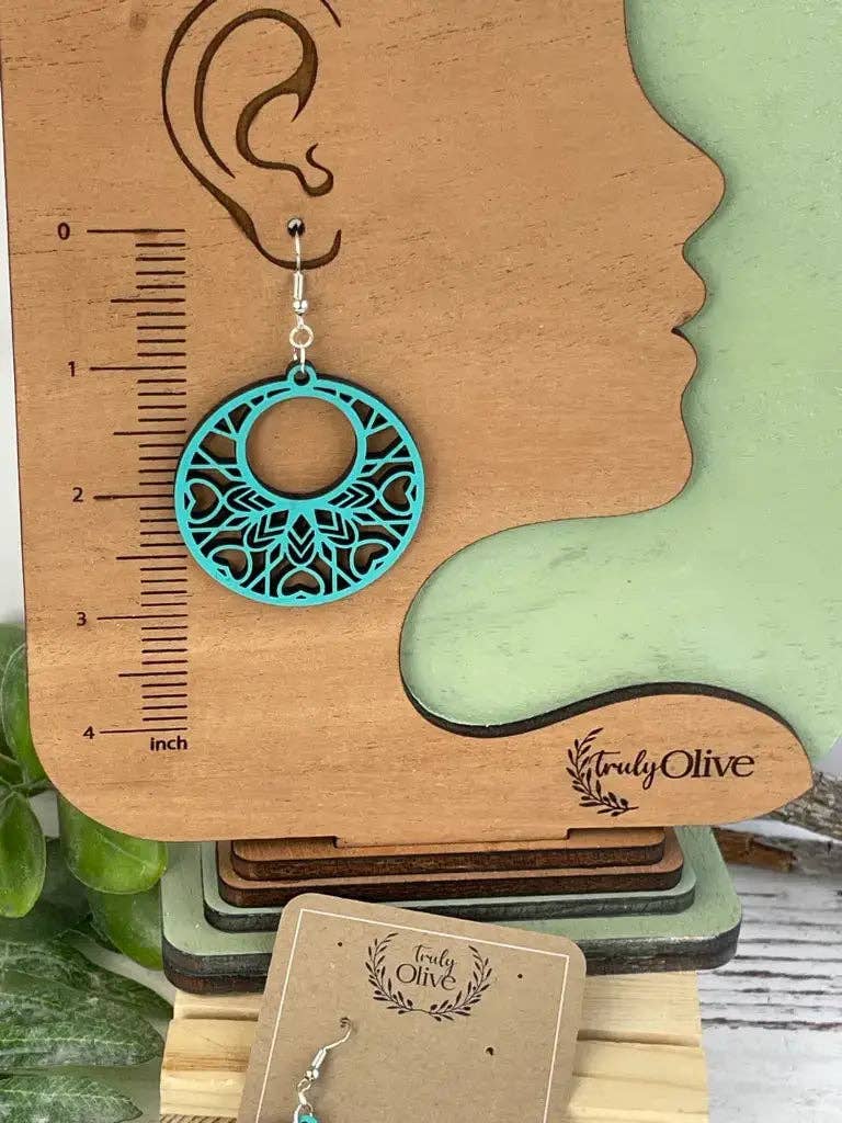 Truly Olive – Brincos de argola por atacado – Brincos de Madeira com Mandala Boho1