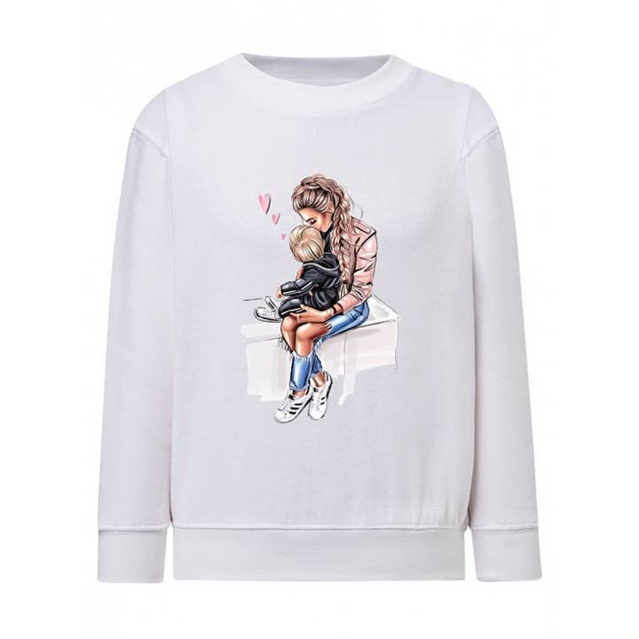 Sweatshirt moletonné blanc imprimé MERE FILS ASSIS pour la vente par red white