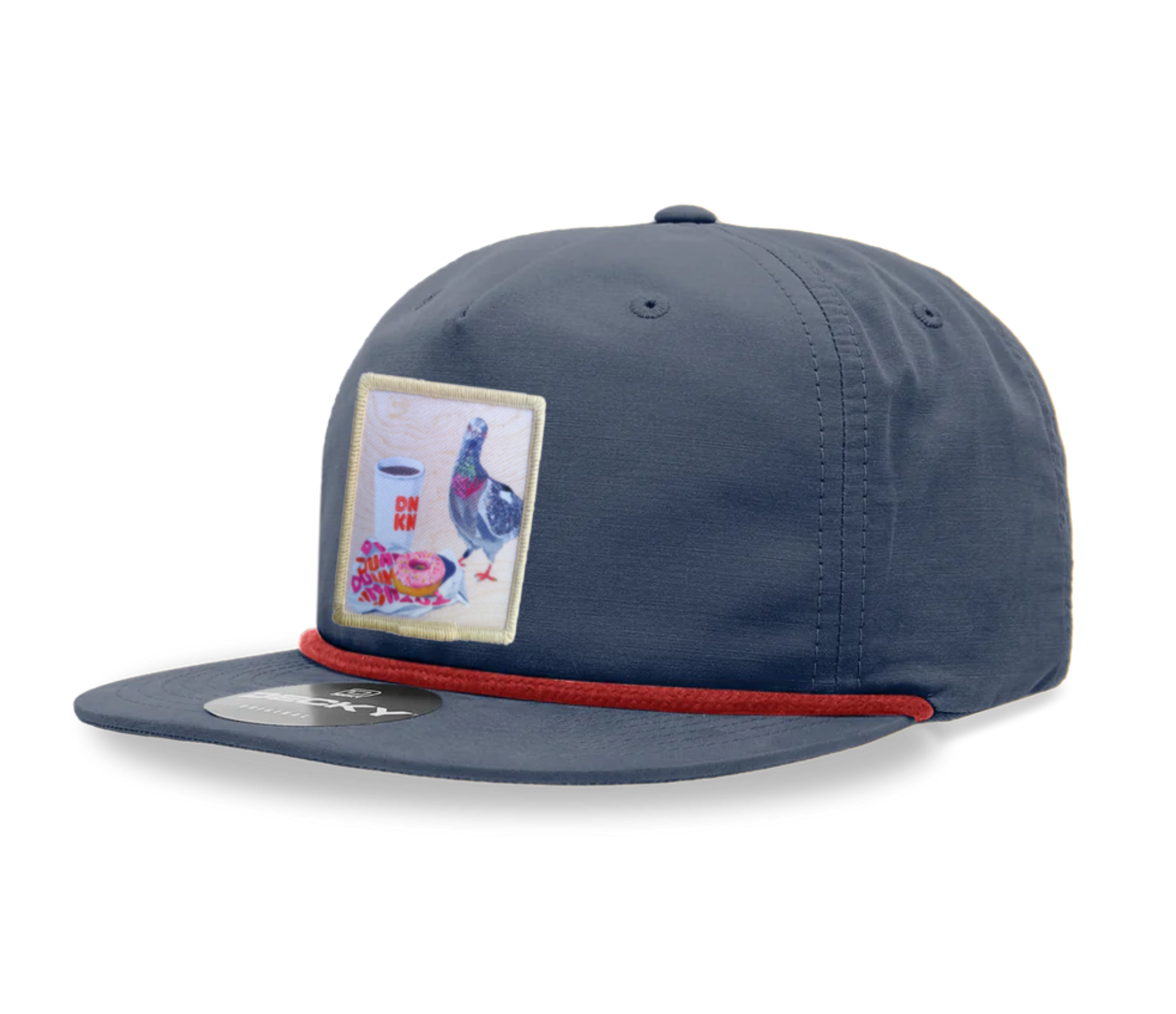 FLYN - Venta al por mayor Accesorio para sombrero - Hombre - Gorra Run On Donuts, color azul marino con cuerda roja, diseño de palomas0