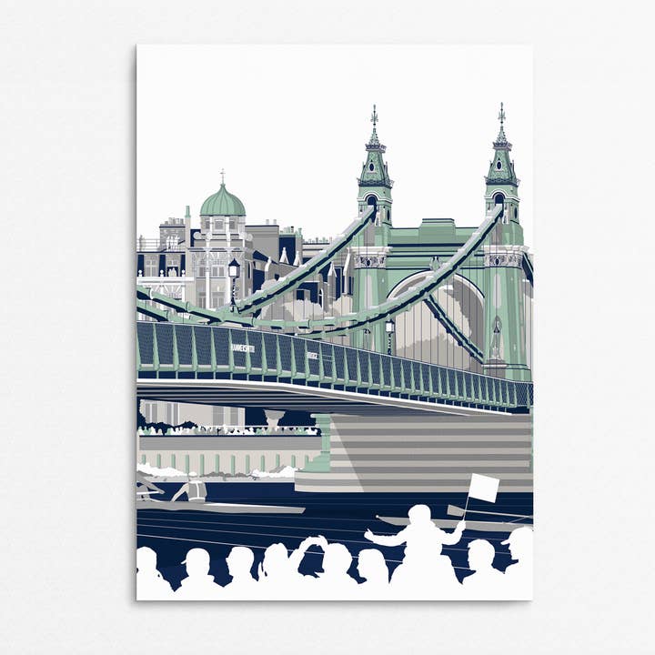 'The Boat Race at Hammersmith' Rowing Art for wholesale by Rachel Hunt Illustration