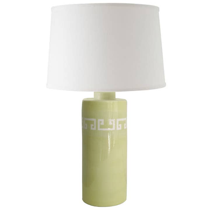Spring Green Greek Key Column Lamp for wholesale by Lo Home | Ruby Clay