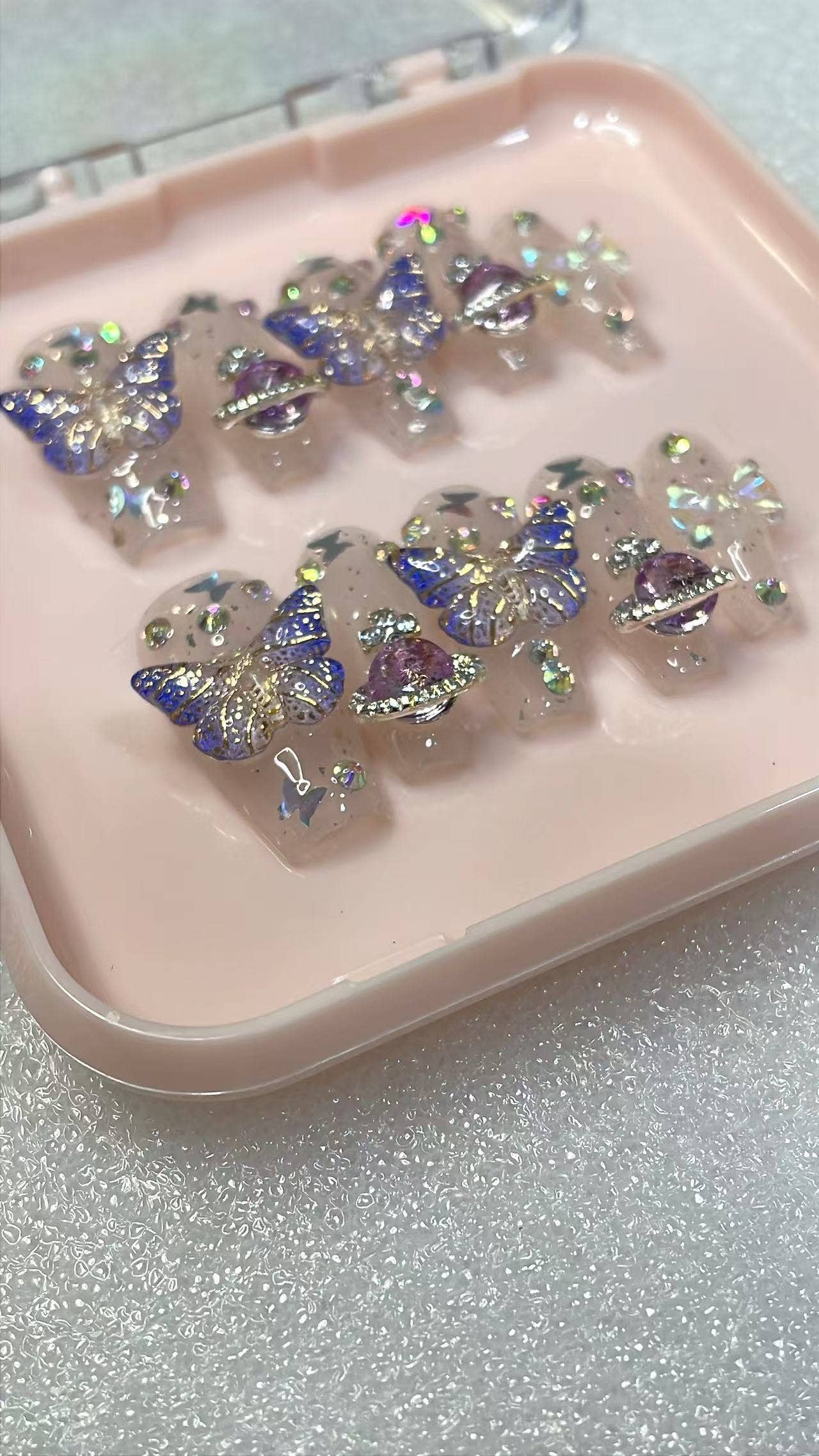 Azurenailshop - Wholesale Press-On/Fake Nails - Handmade Press On Nails, butterfly 3d false nail5