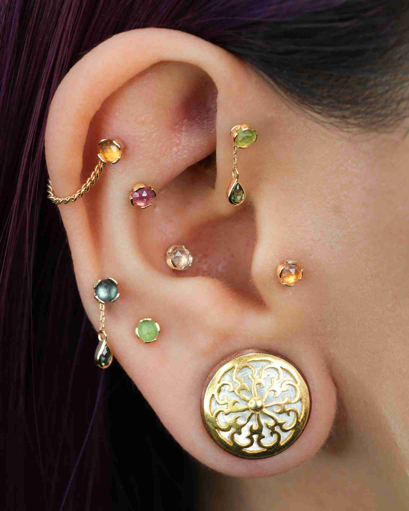 Piercing-zone - Wholesale Single Earring - Peekaboo – Black Spinel Glow – 14K Gold Threadless End0