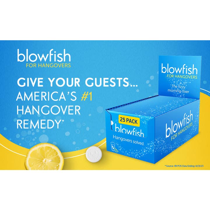 Blowfish for Hangovers - Wholesale Oral Supplement/Vitamin - Blowfish for Hangovers -Party Box, (25 x 2 Tablet Envelopes)