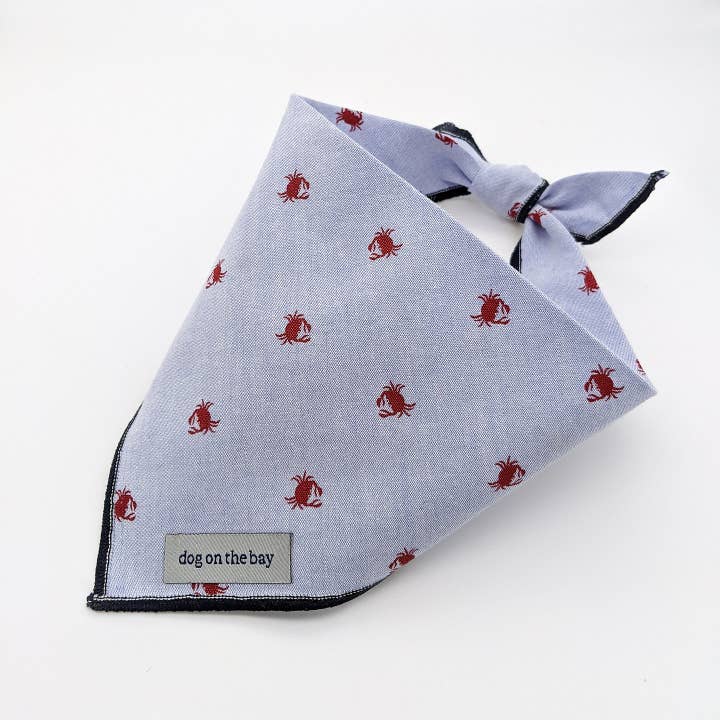 Classic Crab Chambray Dog Bandana for wholesale by dog on the bay