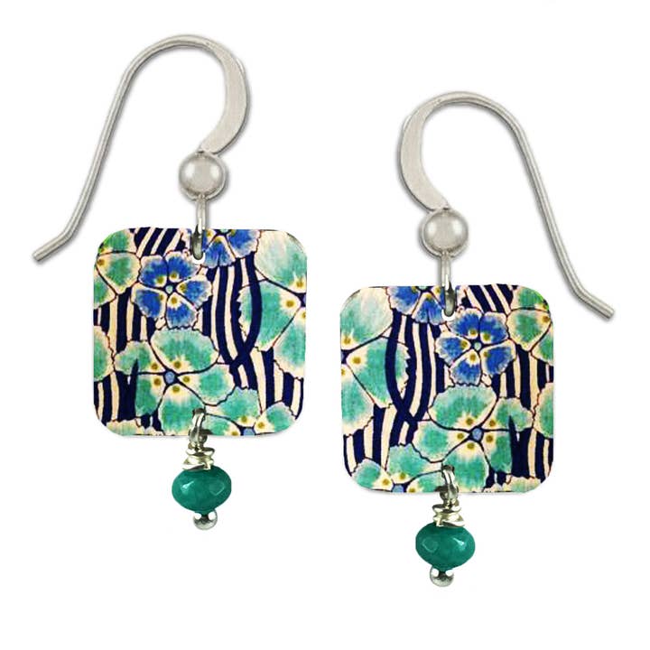 Mélodie Bleue - Petite Boucle d'Oreille Carrée avec Perles ES5 pour la vente par ARTISTA