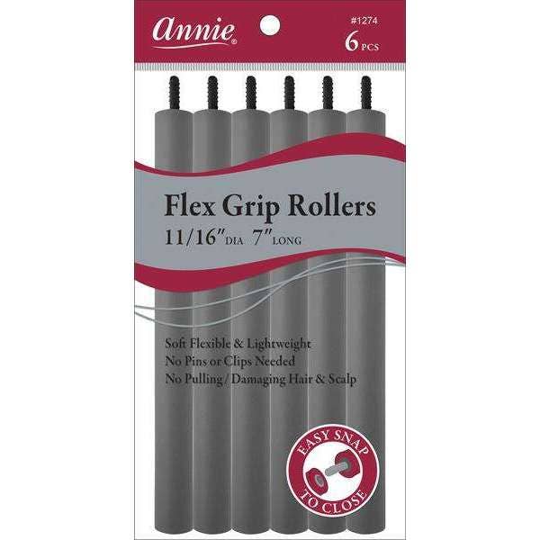 Annie Flex Grip Rollers 11/16" 7" Long 6Ct Gray for wholesale by Annie International, Inc.