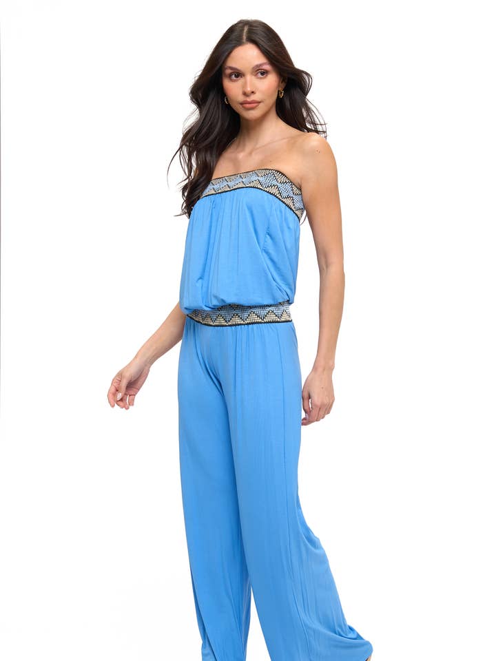 P41-RJ, Combinaison en jersey sans bretelles avec bordure pour la vente par Brooklyn Isles