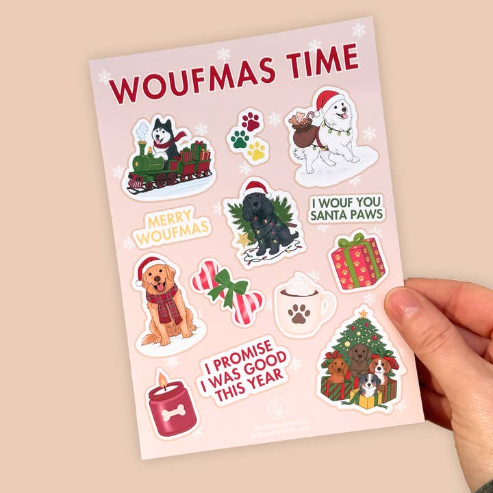 Planche stickers WOUFMAS TIJD voor wholesale door LOLLYPOPARTSTUDIO