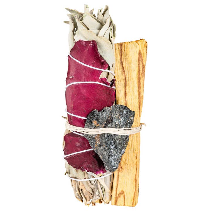 Benjamin International - Wholesale Sage Bundle - Rose Pedals Sage Bundle W/ Gemstone And Palo Santo