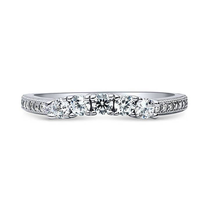 BERRICLE - Wholesale Multi-Stone Ring - BERRICLE Silver 5-Stone Cubic Zirconia Wedding Eternity Ring