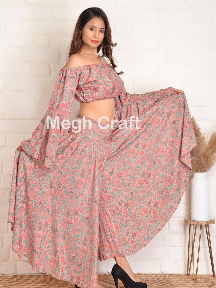 Meghcraft - Wholesale Top & pants set (NOT Loungewear) – Women's - Silk Wide Leg Pant with Bell Sleeve Top Set Women 8