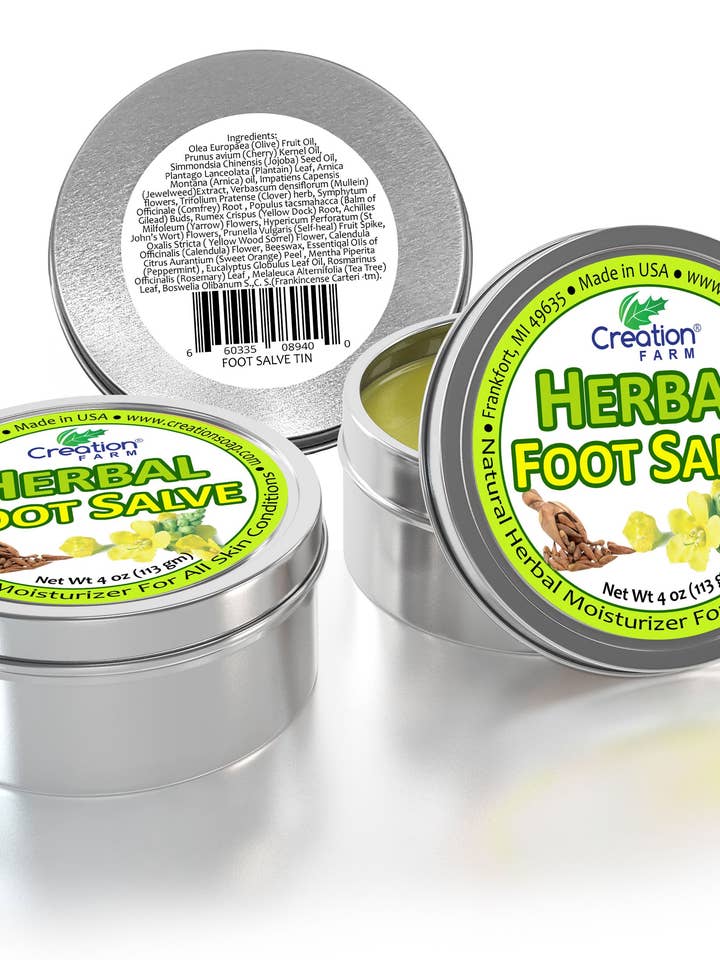 Urtefodsalve Kølende Pebermynte Fodplejebalsam med Eukalyptus Rosmarin Lavendel Te Træ for engroshandel hos Creation Farm Inc