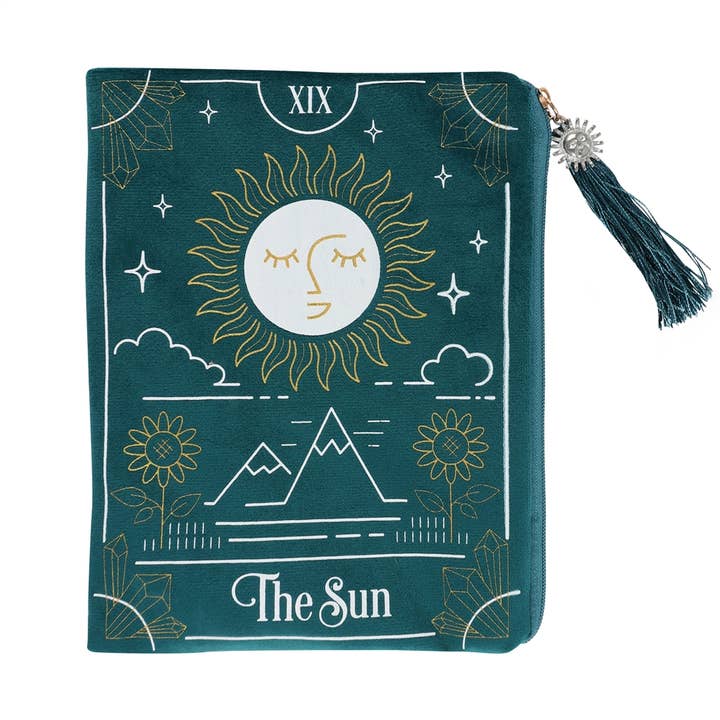 Starlinks Gifts - Wholesale Pouch - Women's - The Sun Green Velvet Zippered Tarot Card Bag ZTB545