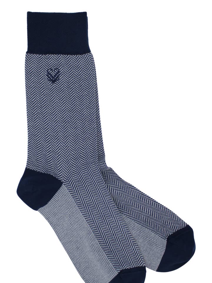 Ice Blue Bamboo Herringbone Socks - Sir Luxe Collection for wholesale by Sock Geeks