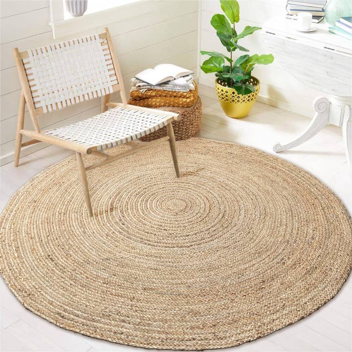 BRAIDED JUTE ROUND RUG, NATURAL JUTE, 4' ROUND for wholesale by chardin home
